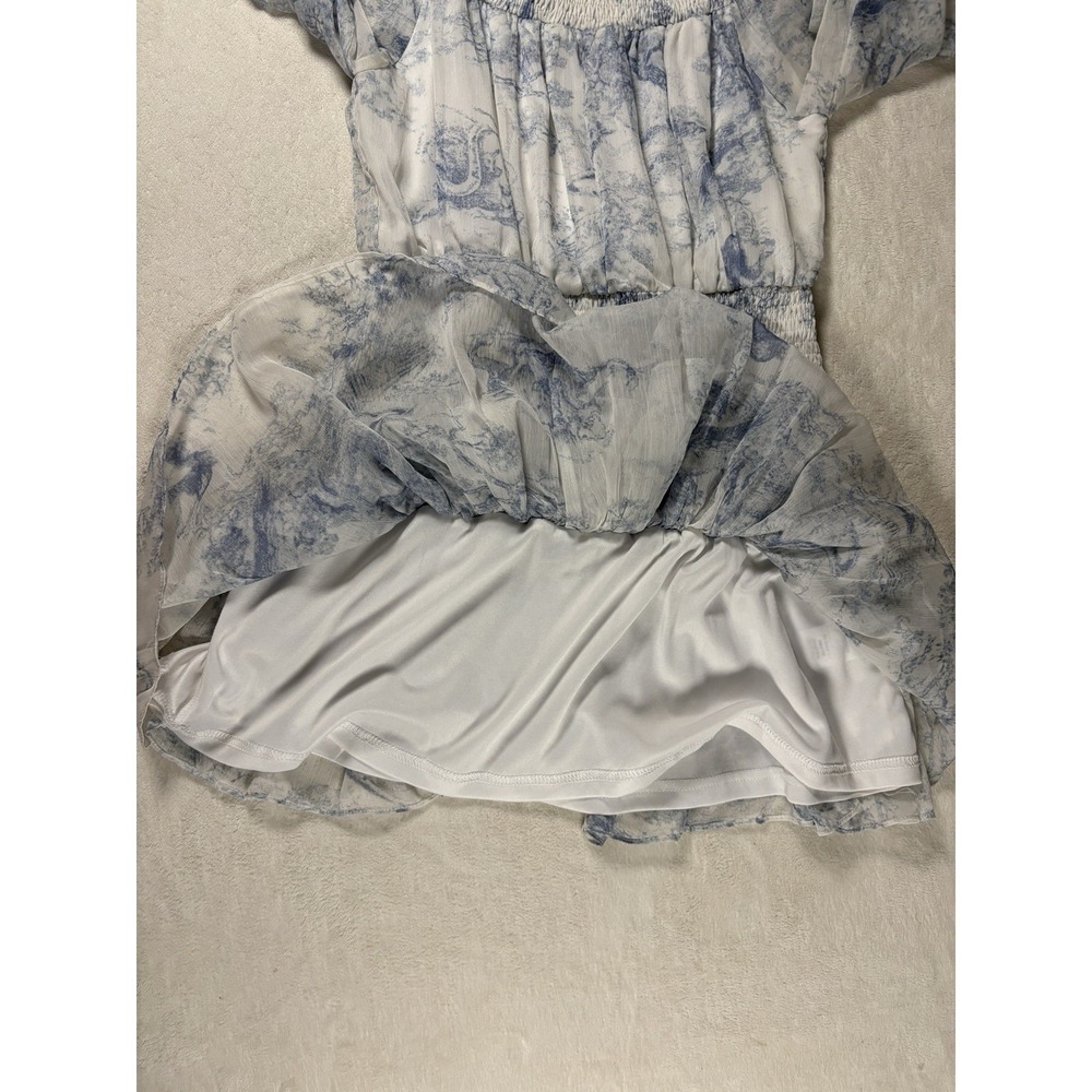 TCEC Coastal Charm Blue Toile de Jouy Smocked‎ Mini Dress Medium - Picture 5 of 6